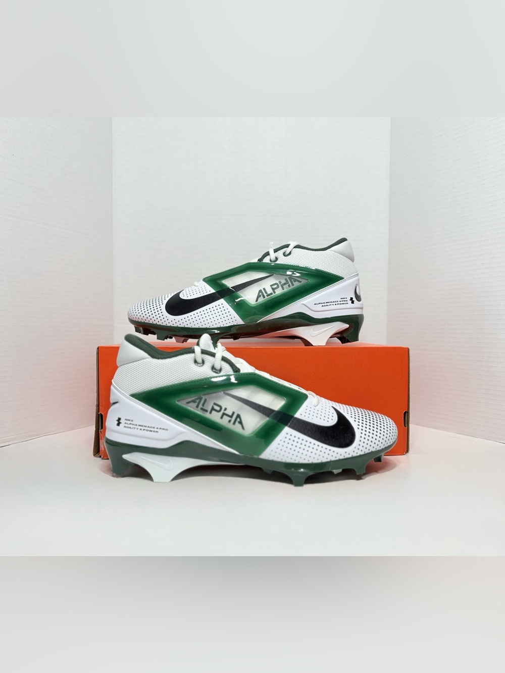 Nike Alpha Menace 4 Pro Men’s 13 white green Elite Football Cleats IB2507-103